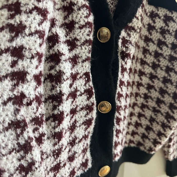 Anthro Maeve Houndstooth Cardigan with Gold buttons - Picture 4 of 6